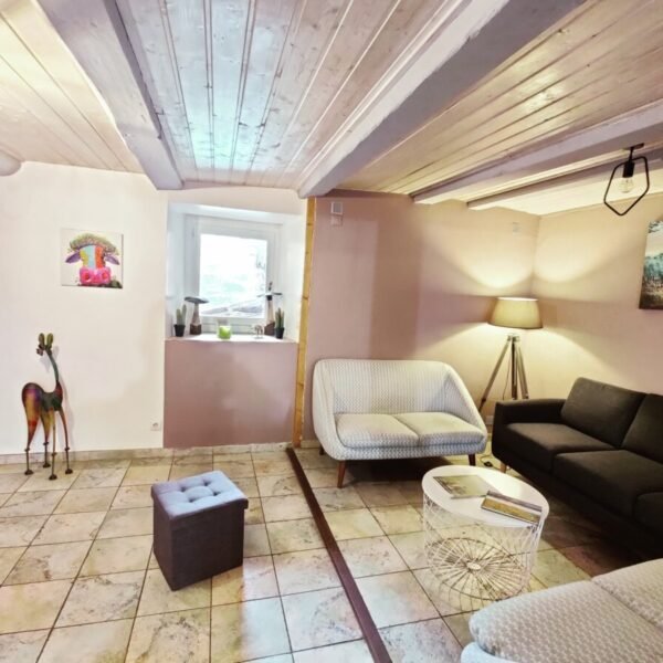Salle de séjour à La Bergerie du Sancy-Volcans à 4 Pattes en Picherande à Puy-de-Dôme en Auvergne-Rhône-Alpes