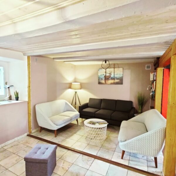 Salle de séjour à La Bergerie du Sancy-Volcans à 4 Pattes en Picherande à Puy-de-Dôme en Auvergne-Rhône-Alpes